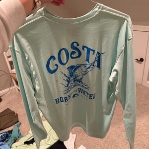 Costa Mint Green Long Sleeve with Blue Graphic